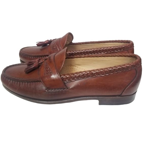 Allen Edmonds Mens 9.5D Brown Tanned Leather Slip - Picture 4 of 10